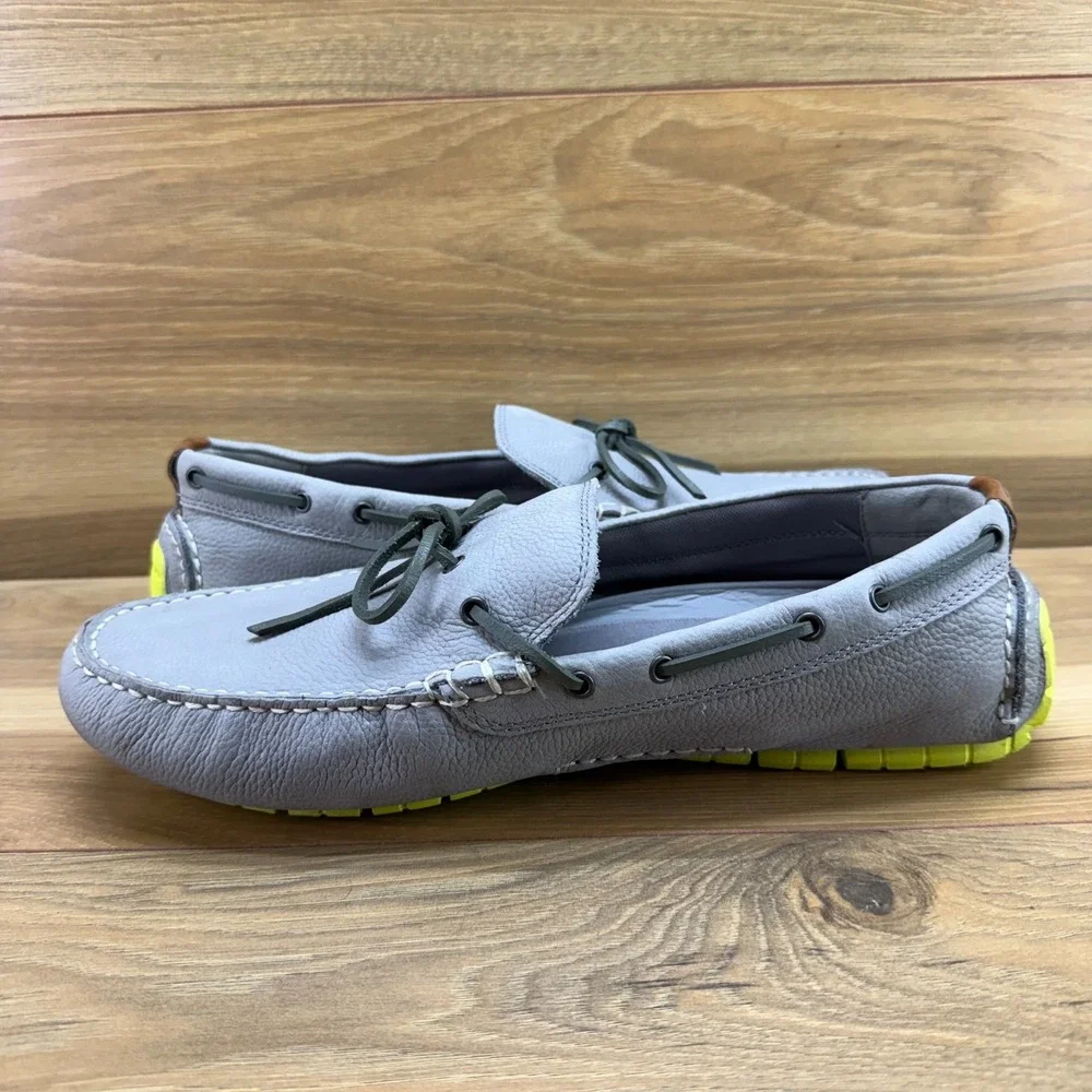 Cole Haan Zero Grand Driving Loafers Mens 10 M Gray Nubuck Leather Moc Toe Light
